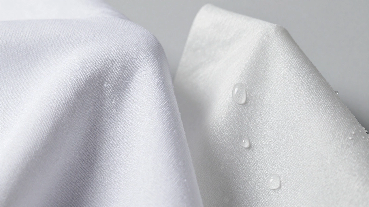 Cotton absorbing water vs synthetic fabric repelling it
