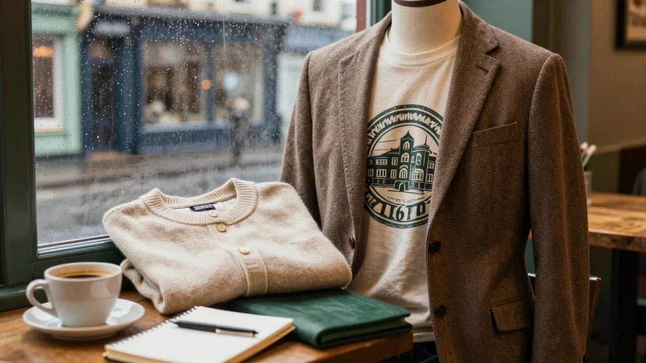 Layered casual outfit styled for Irish weather