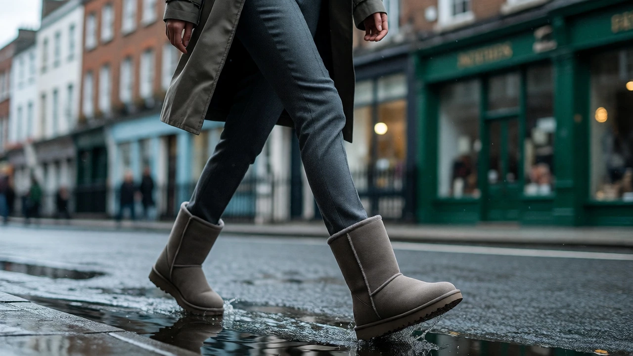 Woman wearing UGG boots walking on Grafton Street